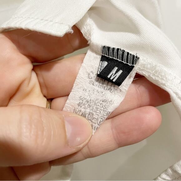 Contra Sensura Medium White Peasant Blouse Brazil Button Front Puff Sleeves - Picture 6 of 9